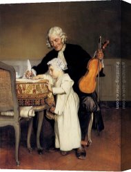 Lessons Canvas Paintings - The Music Lesson by Eduard Charlemont