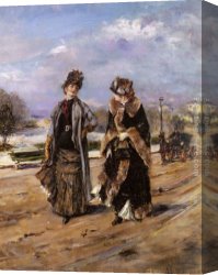 Eduardo Leon Garrido Canvas Paintings - A Leisurely Promenade by Eduardo Leon Garrido