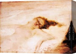 Eduardo Leon Garrido Canvas Paintings - A Reclining Nude by Eduardo Leon Garrido