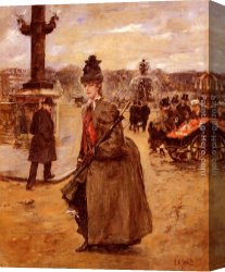 Eduardo Leon Garrido Canvas Paintings - Elegante, Place De La Concorde, Paris by Eduardo Leon Garrido