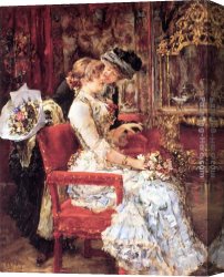 Eduardo Leon Garrido Canvas Paintings - La Visite by Eduardo Leon Garrido