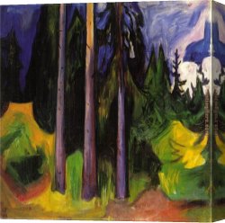 Tropical Forest with Monkeys Canvas Paintings - Forest by Edvard Munch