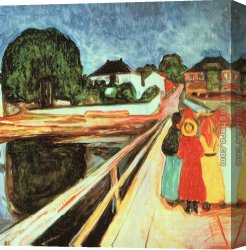 Bonaparte at The Bridge of Arcole Canvas Paintings - Girls on a Bridge by Edvard Munch