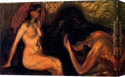 Man with Scythe Canvas Paintings - Man and Woman by Edvard Munch