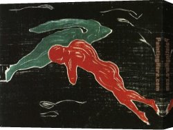Outer Canvas Paintings - Meeting in Outer Space by Edvard Munch