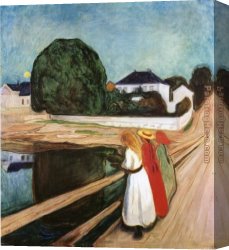 Little Girl Canvas Paintings - The Girls on the Bridge by Edvard Munch