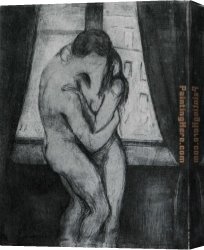 Farewell Kiss Canvas Paintings - The Kiss 1895 by Edvard Munch