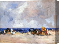 The Beginning of a Perfect Day Canvas Paintings - A Day at the Beach by Edward Henry Potthast