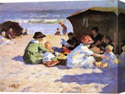 The Seashore Canvas Paintings - A Day at the Seashore by Edward Henry Potthast