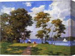 Potthast Canvas Paintings - Landscape by the Shore by Edward Henry Potthast