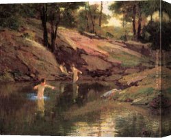 Potthast Canvas Paintings - The Swimming Hole by Edward Henry Potthast