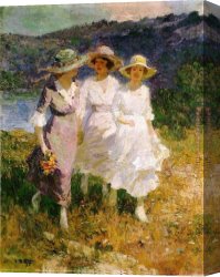 Walking Canvas Paintings - Walking in the Hills by Edward Henry Potthast