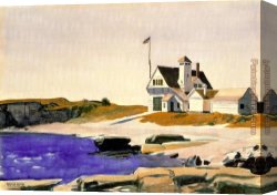 Rocky Coast Canvas Paintings - Coast Guard Station, Two Lights, Maine by Edward Hopper