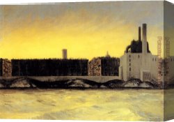 By The River, Brondbyvester Canvas Paintings - East River by Edward Hopper