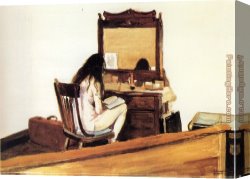Peasant Interior Canvas Paintings - Interior Model Reading by Edward Hopper