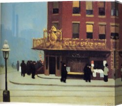 Heaven in New York Canvas Paintings - New York Corne by Edward Hopper