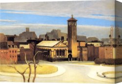Squares with Concentric Canvas Paintings - November Washington Square by Edward Hopper