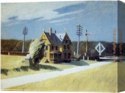 Egyptian Recruits Crossing The Desert Canvas Paintings - Railroad Crossing by Edward Hopper