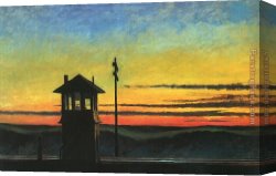 Golden Sunset Canvas Paintings - Railroad Sunset by Edward Hopper