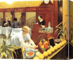 Ladies Canvas Paintings - Tables for Ladies by Edward Hopper