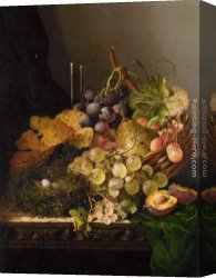 Edward Ladell Canvas Paintings - Still Life with Birds Nest by Edward Ladell