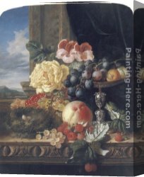 The Bird Seller Canvas Paintings - Still Life with Fruit, Flowers and a Bird's Nest by Edward Ladell