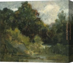 Edward Mitchell Bannister Canvas Paintings - Landscape (trees) by Edward Mitchell Bannister