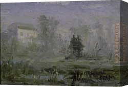 Landscape with Houses at Ceret Canvas Paintings - landscape with house in background by Edward Mitchell Bannister