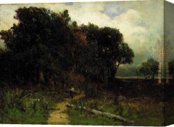 Landscape with Path Canvas Paintings - landscape, woodcutter on path by Edward Mitchell Bannister