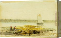 Edward Mitchell Bannister Canvas Paintings - Morning on the Shore by Edward Mitchell Bannister