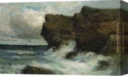 Edward Mitchell Bannister Canvas Paintings - Ocean Cliffs by Edward Mitchell Bannister