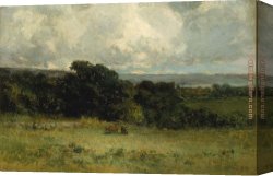 Pleasant Company Canvas Paintings - Pleasant Pastures by Edward Mitchell Bannister