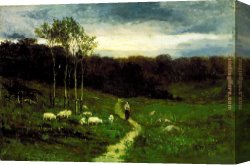Walking Canvas Paintings - Woman Walking down Path by Edward Mitchell Bannister