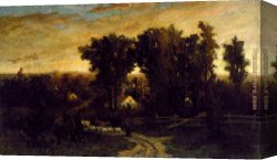 Prospecting for Cattle Range Canvas Paintings - woman with cattle and sheep at dusk by Edward Mitchell Bannister