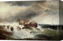 Shipwreck Canvas Paintings - Shipwreck by Edward Moran