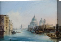Rainy Day in Venice Canvas Paintings - A Busy Day - Venice by Edward Pritchett