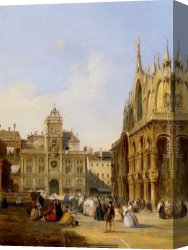 Squares with Concentric Canvas Paintings - A View Of St Mark's Square by Edward Pritchett