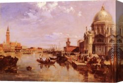 A Regatta on The Grand Canal Canvas Paintings - A View of the San Giorgio Church and the Grand Canal by Edward Pritchett