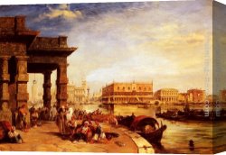 Pritchett Canvas Paintings - Looking To St Mark's Square From The Dogana by Edward Pritchett