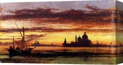 Salute Canvas Paintings - 'Sunset Sky, Salute And San Giorgio Maggiore' by Edward William Cooke