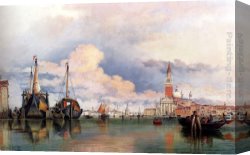 Maggiore Canvas Paintings - The Church Of The Gesuati And Riva Delle Zattere, With San Giorgio Maggiore Looking East by Edward William Cooke