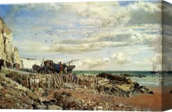 Isle Canvas Paintings - The Undercliff At Bonchurch, Isle Of Wight by Edward William Cooke