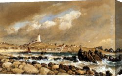 Isle Canvas Paintings - View Of St. Agnes, Scilly Isles by Edward William Cooke
