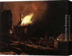 Explosion Canvas Paintings - The Explosion of the Delft magazine by Egbert van der Poel