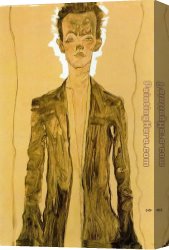 Standing Canvas Paintings - A Standing man by Egon Schiele