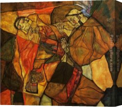 It Was to Be a Lasso Duel to The Death Canvas Paintings - Agony _The Death Struggle by Egon Schiele