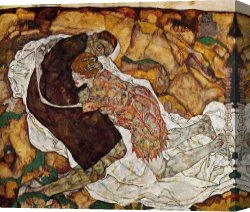 It Was to Be a Lasso Duel to The Death Canvas Paintings - Death and the Maiden by Egon Schiele
