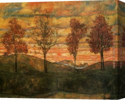 Pear Tree Canvas Paintings - Four Trees by Egon Schiele