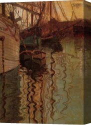 Harbor, Canvas Paintings - Harbor of Trieste by Egon Schiele