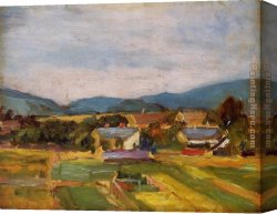 Austria Canvas Paintings - Landscape in Lower Austria by Egon Schiele